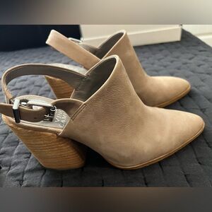 Vince Camuto Tortilla Suede Mules with Chunky Heel